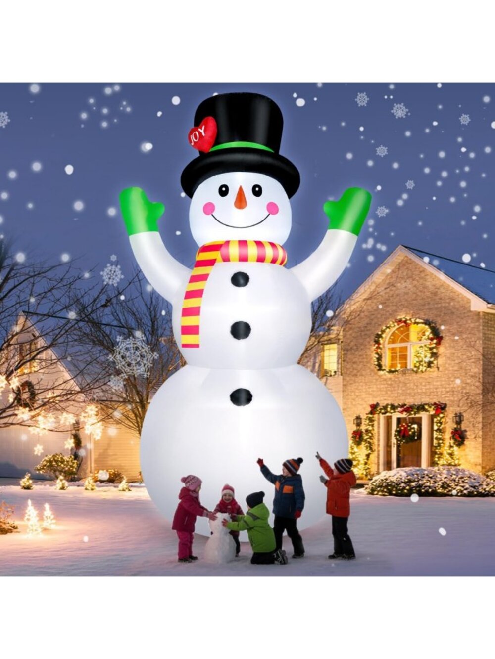 Giant 10 FT Inflatable Snowman with LED Lights - Outdoor Christmas Yard Decor